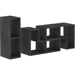 HOMCOM Mobile TV Basso e Modulabile a 6 Ripiani Totali in Truciolato Nero