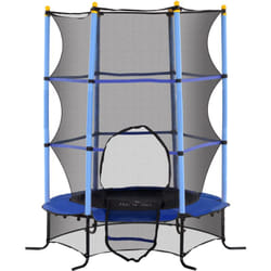 Homcom - Tappeto Elastico Bambini 3-10 Anni Ø1.6x1.9 m con Rete di Sicurezza Blu