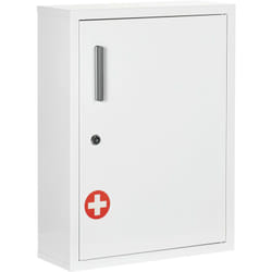 Kleankin - Mobiletto Medicine con 2 Ripiani e 2 Chiavi in Acciaio Bianco