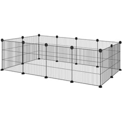 Recinto per Cuccioli Modulabile con 12 Pannelli 35x35 cm in Metallo Nero - Pawhut