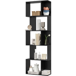 Scaffale Libreria Moderna a 5 Ripiani in Legno 60x24x184.5 cm Nero - Homcom