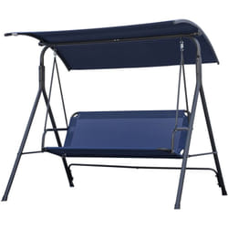 Outsunny - Dondolo da Esterno a 3 Posti con Tettuccio Regolabile Blu Scuro