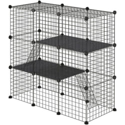 Pawhut - Recinto per Animali Modulabile con 31 Pannelli, 2 Porte e 2 Rampe Nero