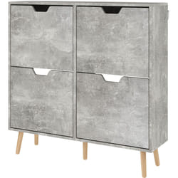 Scarpiera Moderna con 4 Cassetti Ribaltabili in Legno Grigio - Homcom