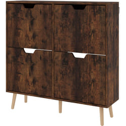 Homcom - Scarpiera Moderna con 4 Cassetti Ribaltabili in Legno Marrone