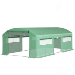 Serra per Orto con 3 Porte Avvolgibili e 6 Finestrelle 6x3x2 m Verde - Outsunny