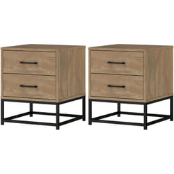 Homcom - Set di 2 Comodini Stile Industriale con 2 Cassetti Colore Legno