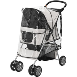 Pawhut - Passeggino Pieghevole per Cani con Copertura Antipioggia e Freni Grigio