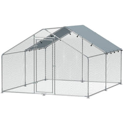 Pollaio da 10.2m² per 10-15 Galline con Tetto Impermeabile Argento - Pawhut
