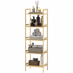 Descrizione: Il mobile bagno in bambù HOMCOM ha un design salvaspazio e versatile. I cinque ripiani regolabili ti offrono tut ...