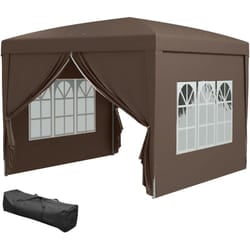 Gazebo da Giardino 3x3 m Pieghevole con 4 Pannelli color Caffè - Outsunny