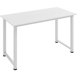 Homcom - Scrivania per Computer con Piedini Regolabili in Truciolato, Bianco