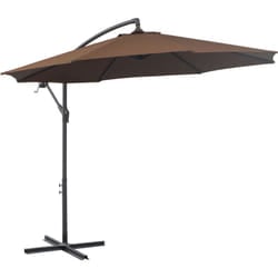 Ombrellone da Giardino Ø3x2.5 m con Base a Croce e Manovella Caffè - Outsunny