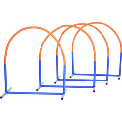 Pawhut - Attrezzatura Agility Dog con 4 Archi e Borsa da Trasporto Blu e Arancione