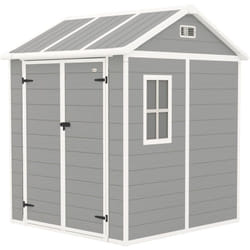 Outsunny - Capanno da Giardino in Resina con Pavimento e 2 Porte 1.8 x 1.8 m