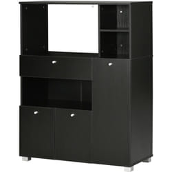 Homcom - Credenza da Cucina per Microonde con Armadietti, Mensole e Cassetto Nero