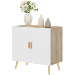 Credenza Moderna con Ripiano Regolabile 3 Livelli in Legno Bianco Rovere - Homcom