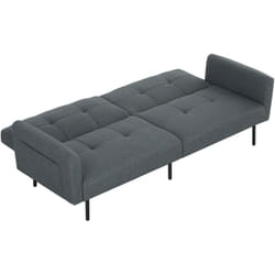 Homcom - Divano Letto Clic Clac Effetto Lino con Schienale Regolabile Grigio