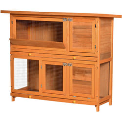 Pawhut - Conigliera in Legno da Esterno con Casetta a 2 Piani 122x48x100 cm