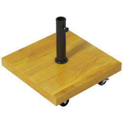Outsunny - Basamento Ombrellone 25kg in Metallo e Cemento con Ruote Legno Giallo