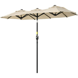 Ombrellone da Terrazza Doppio con Manovella 295x152x222 cm Cachi - Outsunny