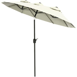 Ombrellone da Terrazza Doppio con Manovella 295x152x222 cm Beige - Outsunny