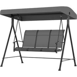 Outsunny - Dondolo 3 Posti da Esterno con Tetto Regolabile 195x118x170cm Grigio