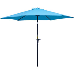 Ombrellone da Esterno Ø2.6x2.4 m con Manovella e Inclinabile Blu - Outsunny