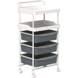 Carrello Portavivande con 2 Vassoi Fissi e 3 Scorrevoli Grigio e Bianco - Homcom