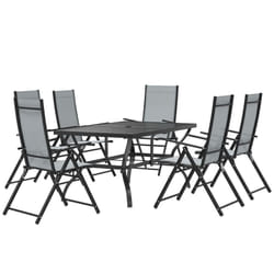 Outsunny - Set da Esterno con Tavolo da Pranzo e 6 Sedie Pieghevoli Grigio