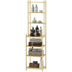 Mobile Bagno Portaoggetti a 7 Ripiani in Bambù 44x33x180 cm Color Legno - Homcom