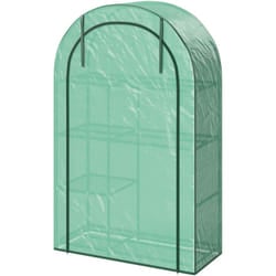 Serra per Piante a 4 Livelli in Acciaio e pe con Porta a Cerniera Verde - Outsunny