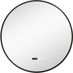 Specchio con Luce led Regolabile, Antiappannamento e Display Ø70 cm Nero - Homcom