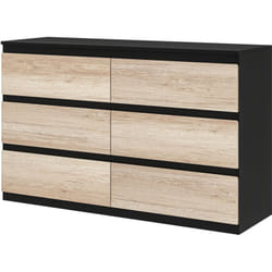 Cassettiera Moderna 6 Cassetti per Camera da Letto Nera e Color Legno - Homcom