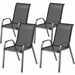 Descrizione: Regala un tocco di stile e comodità ai tuoi pranzi all'aperto e al tuo relax con questo set da 4 sedie da giardi ...