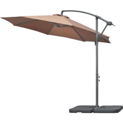 Ombrellone a Sbalzo con Manovella, Base a Croce e Pesi color Caffè - Outsunny