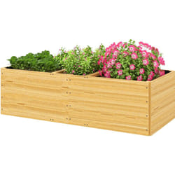 Outsunny - Fioriera in Legno Divisa in 3 Aree con Tessuto non Tessuto color Legno