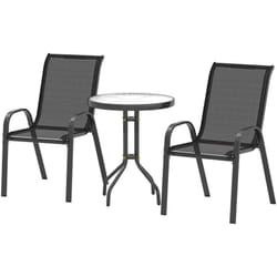 Set da Esterno 3 Pezzi con 2 Sedie da Giardino e Tavolino Rotondo Nero - Outsunny