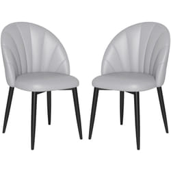 Set 2 Sedie da Pranzo Schienale a Conchiglia in Pelle pu Grigio Chiaro - Homcom