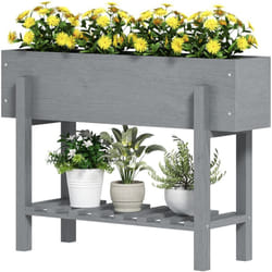 Outsunny - Fioriera da Esterno in Legno di Abete con Ripiano Inferiore Grigio