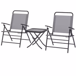 Descrizione: Ravviva i tuoi esterni con il set tavolo e sedie da giardino Outsunny. Comprende due poltrone da esterno e un ta ...