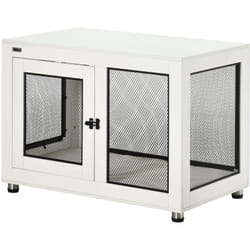 Pawhut - Box per Cani Taglia Grande 2 Porte Bloccabili e Cuscino Lavabile Bianco