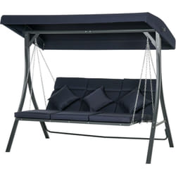 Outsunny Dondolo da Giardino 3 Posti Tetto Regolabile 198x118x168cm Blu Scuro