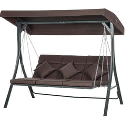 Outsunny - Dondolo da Giardino 3 Posti con Tetto Regolabile 198x118x168cm Marrone