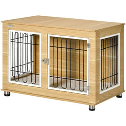 Pawhut - Gabbia per Cani Taglia Grande e Media 2 Porte Bloccabili e Cuscino Legno