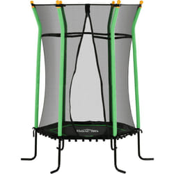 HOMCOM Trampolino Elastico per Bambini con Ingresso a Zip e Pali Imbottiti Verde