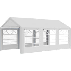 Outsunny - Gazebo per Feste 6x3m con Finestre Laterali e Porte a Cerniera Bianco