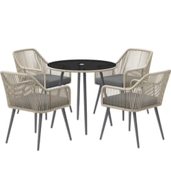 Outsunny - Mobili da Giardino 5 pz con 4 Sedie da Esterno e Tavolo Rotondo