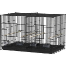 Gabbia per Uccellini con Divisorio e Ripiano Inferiore 94x57x57 cm Nero - Pawhut
