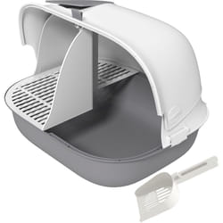 Lettiera Coperta con Gattaiola e Paletta in pp Grigio e Bianco - Pawhut